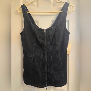 Univeral Thread - Black Denim Zip-Up Corset Top